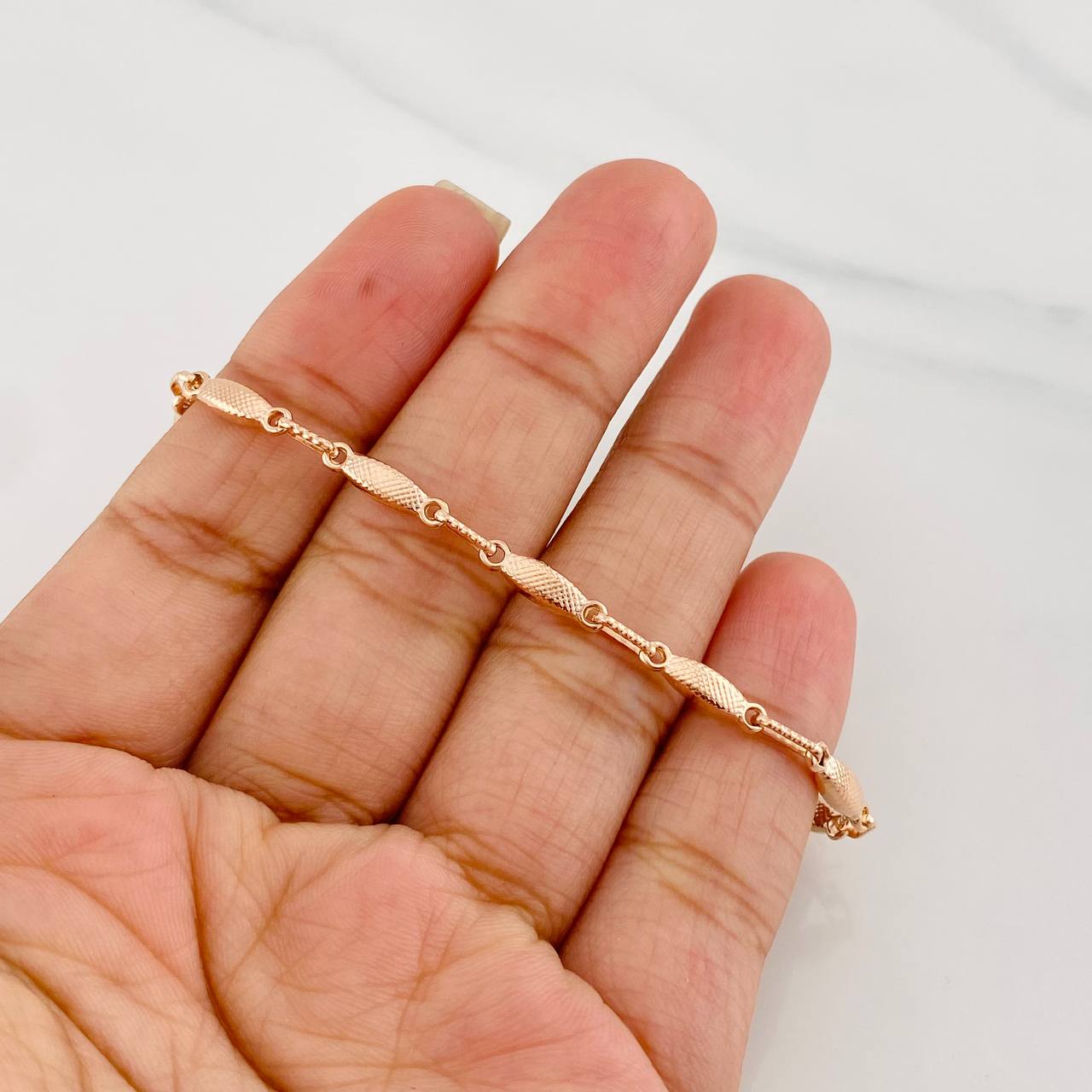 Pulso Rustico Eslabon 3.8g / 20cm / 3.25mm Oro Rosa 18K