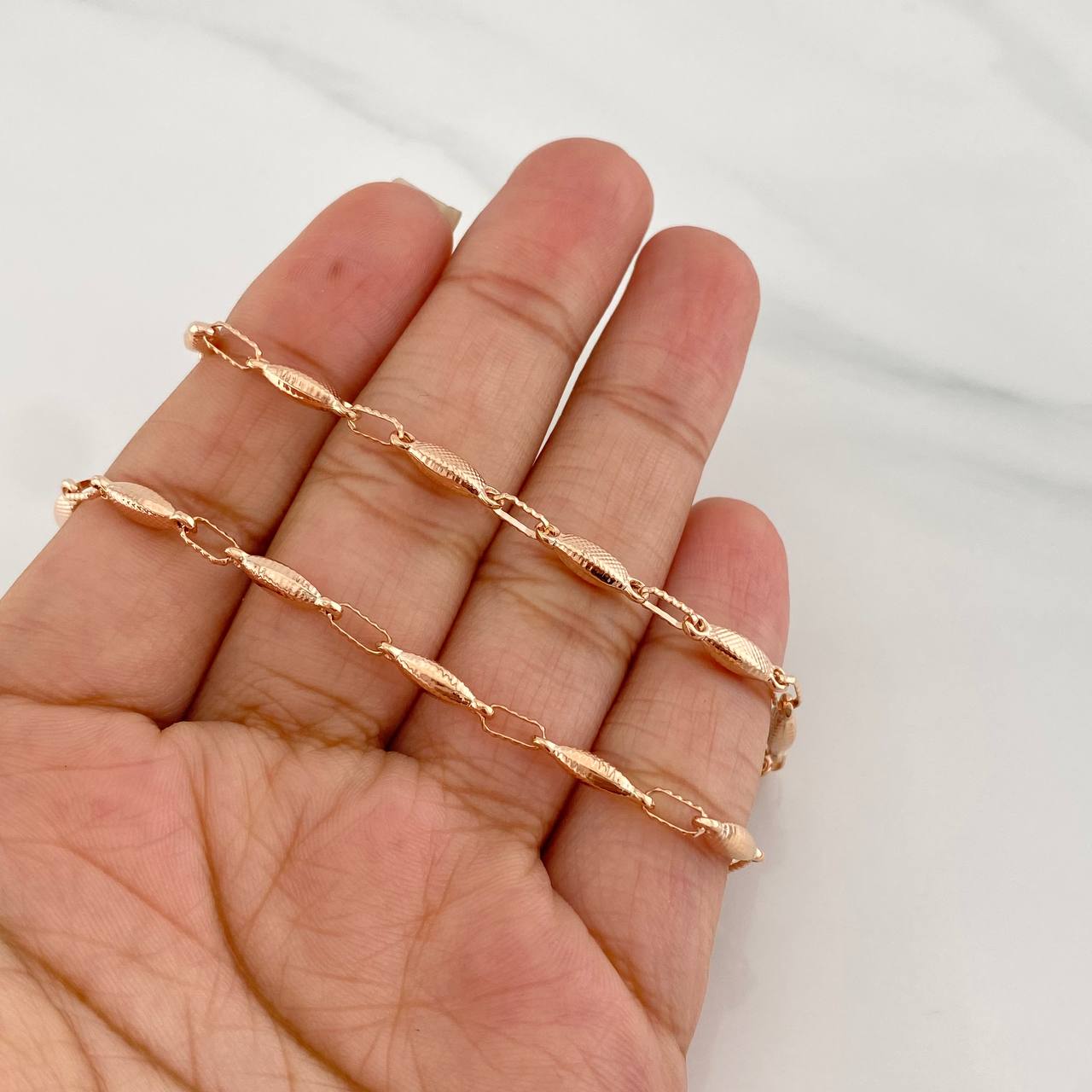 Cadena Rustica Eslabon 10.55g / 62.5cm / 3.45mm Oro Rosa 18K