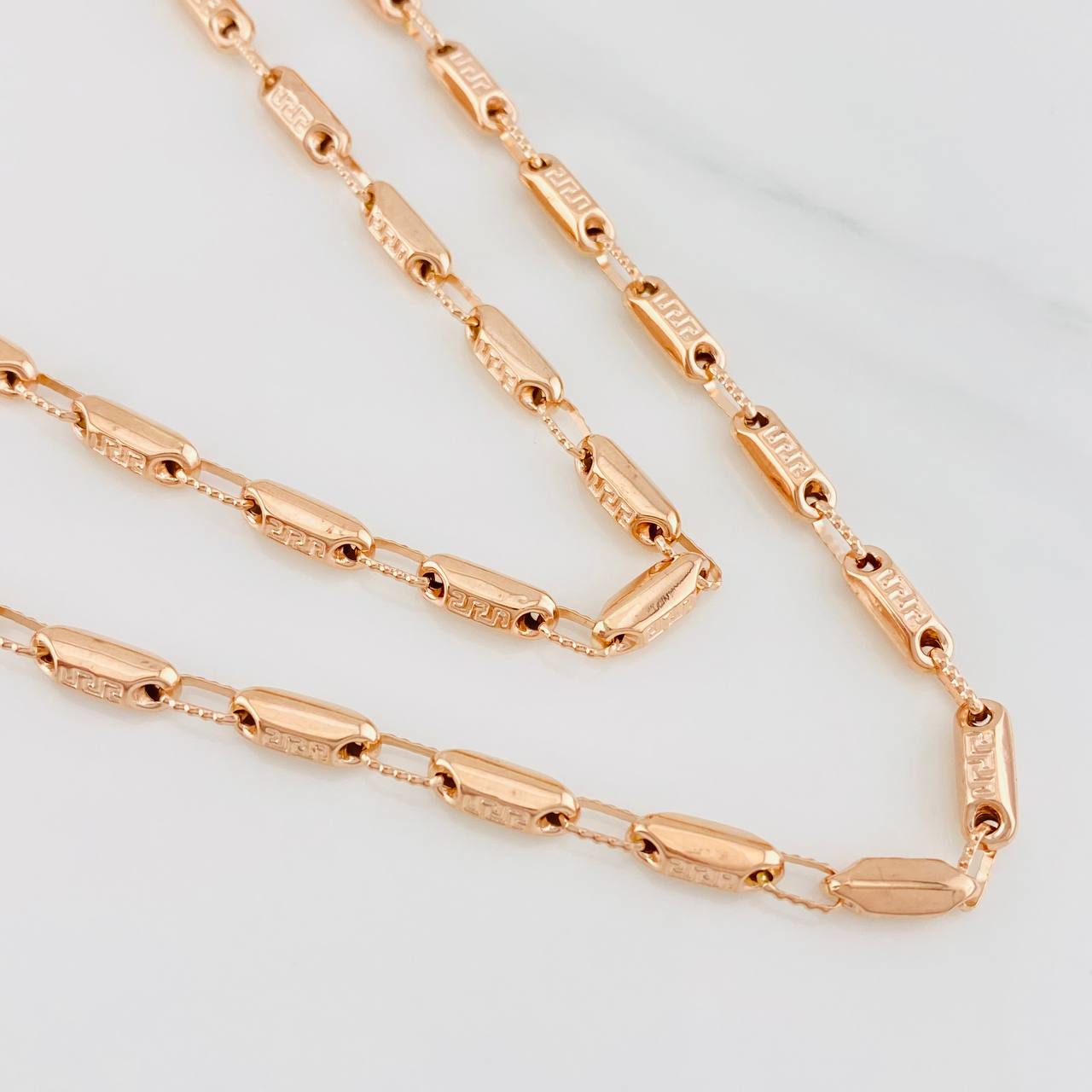Cadena Rustica Tribal 14.4g / 60cm / 3.8mm Oro Rosa 18K