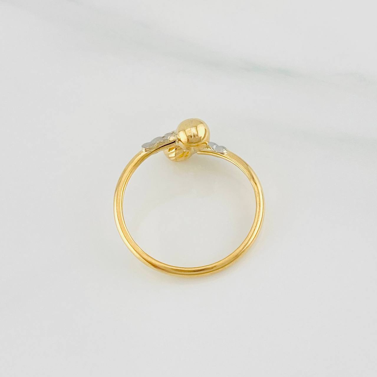 Anillo Tu y Yo 1.35g / T8 1/2 Dos Oros Amarillo Blanco 18K