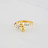 Anillo Tu y Yo 1.35g / T9 1/4 Dos Oros Amarillo Blanco 18K
