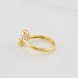 Anillo Tu y Yo 1.35g / T9 1/4 Dos Oros Amarillo Blanco 18K
