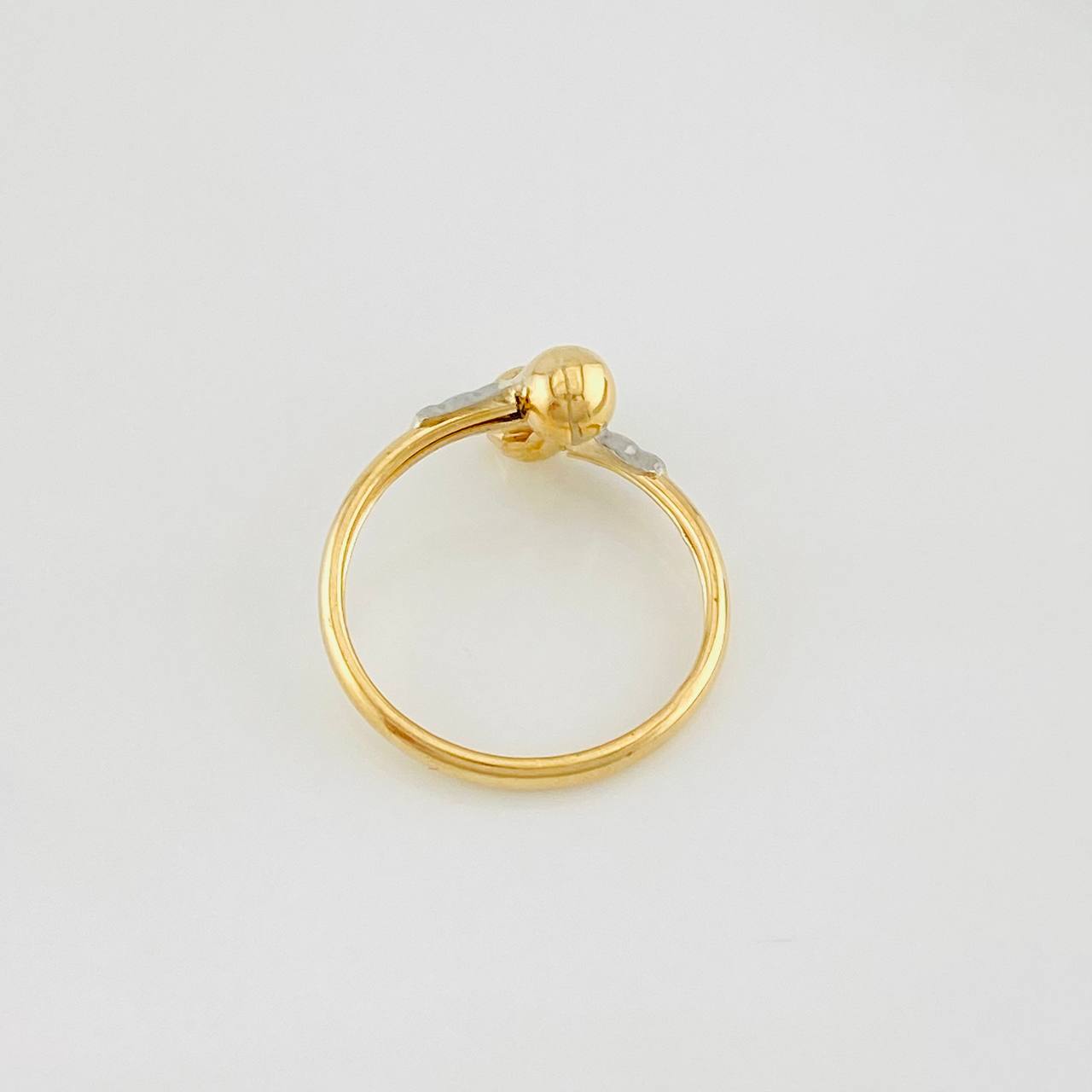 Anillo Tu y Yo 1.35g / T9 1/4 Dos Oros Amarillo Blanco 18K