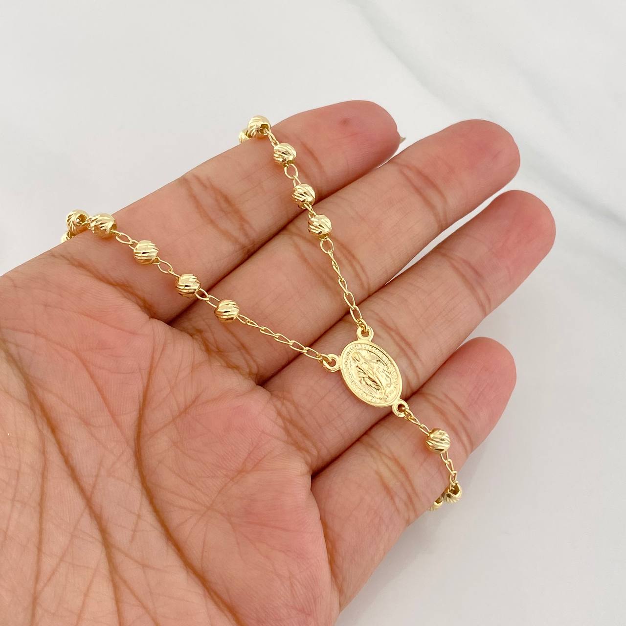 Rosario Virgen Milagrosa 10.3g / 60cm / 4mm Oro Amarillo 18K