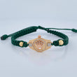 Pulsera Tejida Verde Corona 3.4gr / 5mm Tres Oros 18K %