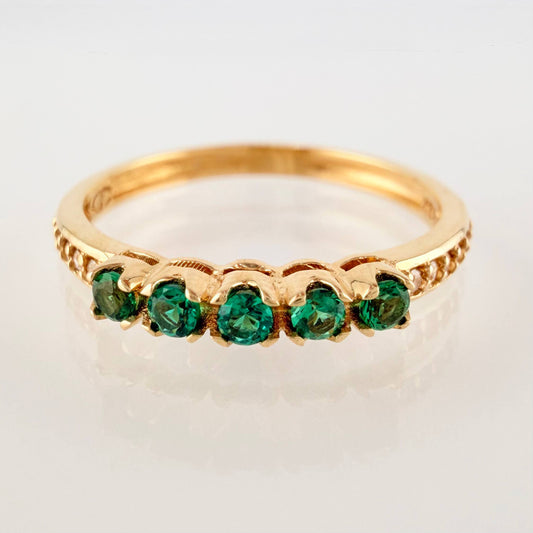 Anillo Solitario Cinco Piedras 1.8gr / T6 1/2 / Oro Amarillo 18K