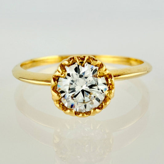 Anillo Solitario Halo 1.55gr / T5 3/4 / Oro Amarillo 18K