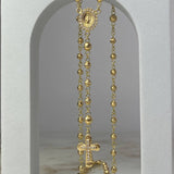Rosario Virgen Milagrosa 15.45gr / 60cm / 3-4mm Bolas Diamantadas Circones Blancos Oro Amarillo ©