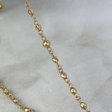 Rosario Virgen Milagrosa 10.3gr / 45cm / 3mm-4mm Bolas Diamantadas Mate Circones Blancos Oro Amarillo