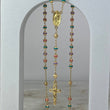 Rosario Virgen de Guadalupe 12.75gr / 50cm / 3,5-4mm Bolas Diamantadas Mate Cauchos Colores Circones Blancos Oro Amarillo