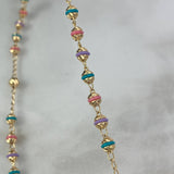 Rosario Virgen de Guadalupe 12.75gr / 50cm / 3,5-4mm Bolas Diamantadas Mate Cauchos Colores Circones Blancos Oro Amarillo