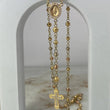 Rosario Virgen Milagrosa 15.5gr / 60cm / 4mm-5mm Bolas Diamantadas Mate Circones Blancos Tres Oros