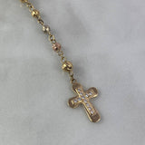 Rosario Virgen Milagrosa 15.5gr / 60cm / 4mm-5mm Bolas Diamantadas Mate Circones Blancos Tres Oros