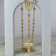 Rosario Virgen de Guadalupe 27.05gr / 60cm / 5mm-7mm Bolas Diamantadas Mate Circones Blancos Oro Amarillo