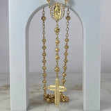 Rosario Virgen de Guadalupe 27.05gr / 60cm / 5mm-7mm Bolas Diamantadas Mate Circones Blancos Oro Amarillo