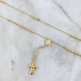 Rosario Espiga Virgen Milagrosa 8.05gr / 50cm / 3mm Bolas Diamantadas Oro Amarillo