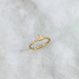 Anillo Churumbela Corona 1.55gr / T7 1/2 / Circones Blancos Oro Amarillo