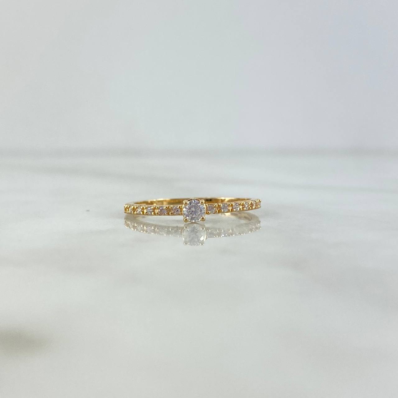 Anillo Solitario Churumbela Morse 1.5gr / T7 / Circones Blancos Blanco Oro Amarillo