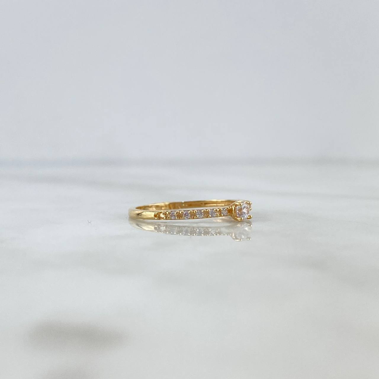 Anillo Solitario Churumbela Morse 1.5gr / T7 / Circones Blancos Blanco Oro Amarillo