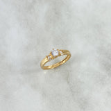 Anillo Solitario Rectangulo 2.2gr / T6 / Ovalado Circon Blanco Oro Amarillo