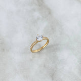 Anillo Solitario Churumbela 1.3gr / T5 1/4 / Circulo Circon Blanco Oro Amarillo