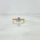 Anillo Solitario Churumbela 1.3gr / T5 1/4 / Circulo Circon Blanco Oro Amarillo