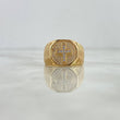 Anillo Sello Cruz 6.85gr / T9 1/4 / Circones Blancos Oro Amarillo
