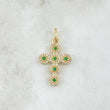 Dije Cruz Tupida 2.1gr / 2.8cm / Circones Blancos Verdes Oro Amarillo 18K ©