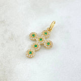 Dije Cruz Tupida 2.1gr / 2.8cm / Circones Blancos Verdes Oro Amarillo 18K ©