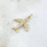 Dije Avión 3gr / 3.2cm / Circones Blancos Oro Amarillo 18K ©