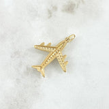 Dije Avión 3gr / 3.2cm / Circones Blancos Oro Amarillo 18K ©