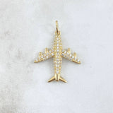 Dije Avión 3gr / 3.2cm / Circones Blancos Oro Amarillo 18K ©