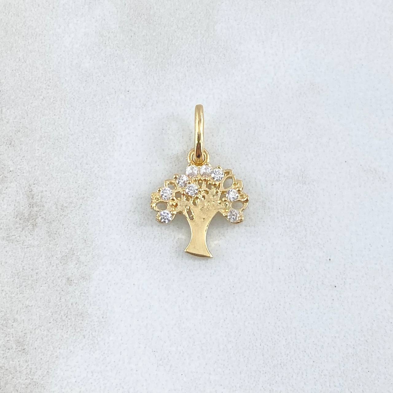 Dije Arbol 1gr / 1.8cm / Circones Blancos Oro Amarillo 18K ©