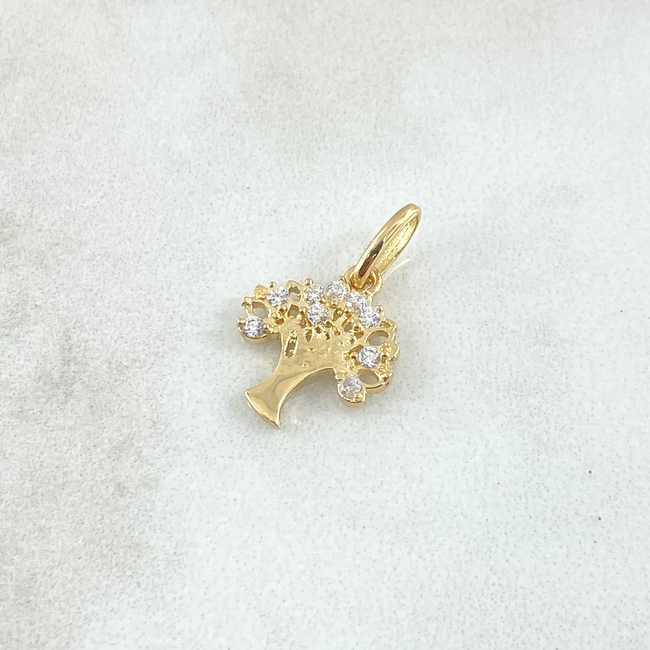 Dije Arbol 1gr / 1.8cm / Circones Blancos Oro Amarillo 18K ©