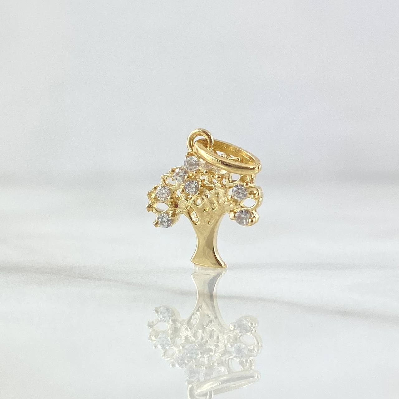 Dije Arbol 1gr / 1.8cm / Circones Blancos Oro Amarillo 18K ©