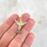 Dije San Miguel Arcángel 2.5gr / 3.5cm / Dos Oros Amarillo Blanco 18K ©