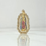 Dije Virgen Guadalupe Filigrana 5gr / 3.5cm / Circones Blancos Azules Fucsias Oro Amarillo 18K *