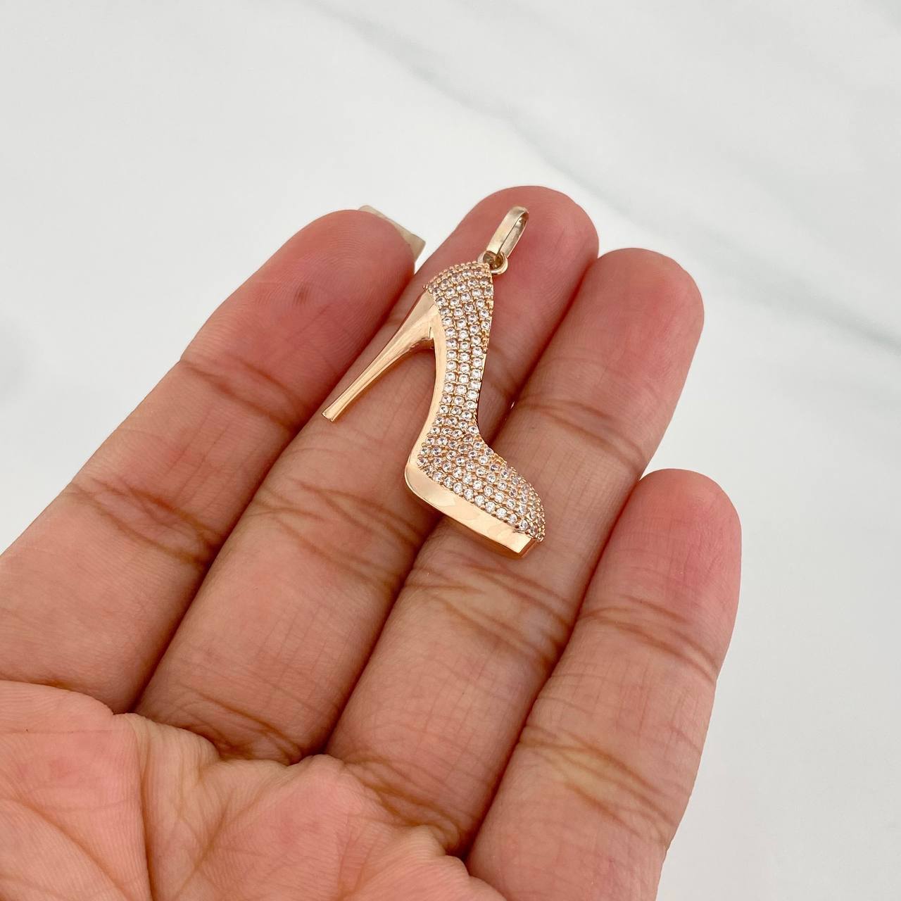 Dije Tacon 3.35g / 3.3cm Dos Oros Blanco Rosa 18K