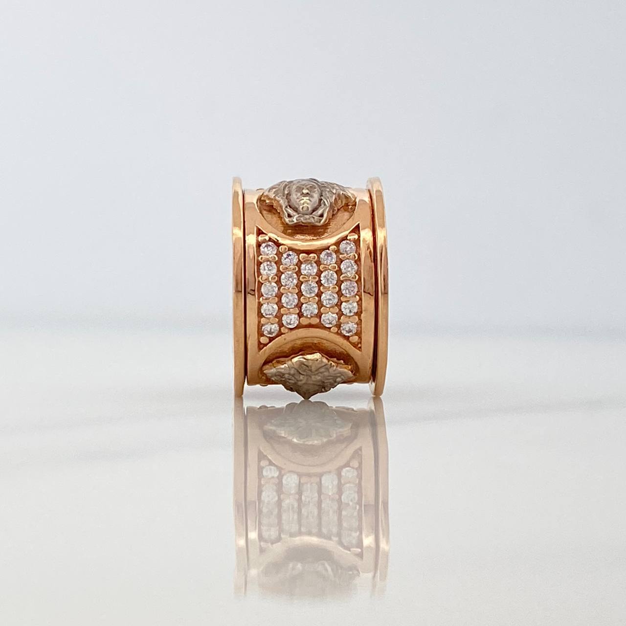 Herraje Cilindro Medusa 5.15gr / 1cm / Dos Oros Blanco Rosa 18K %