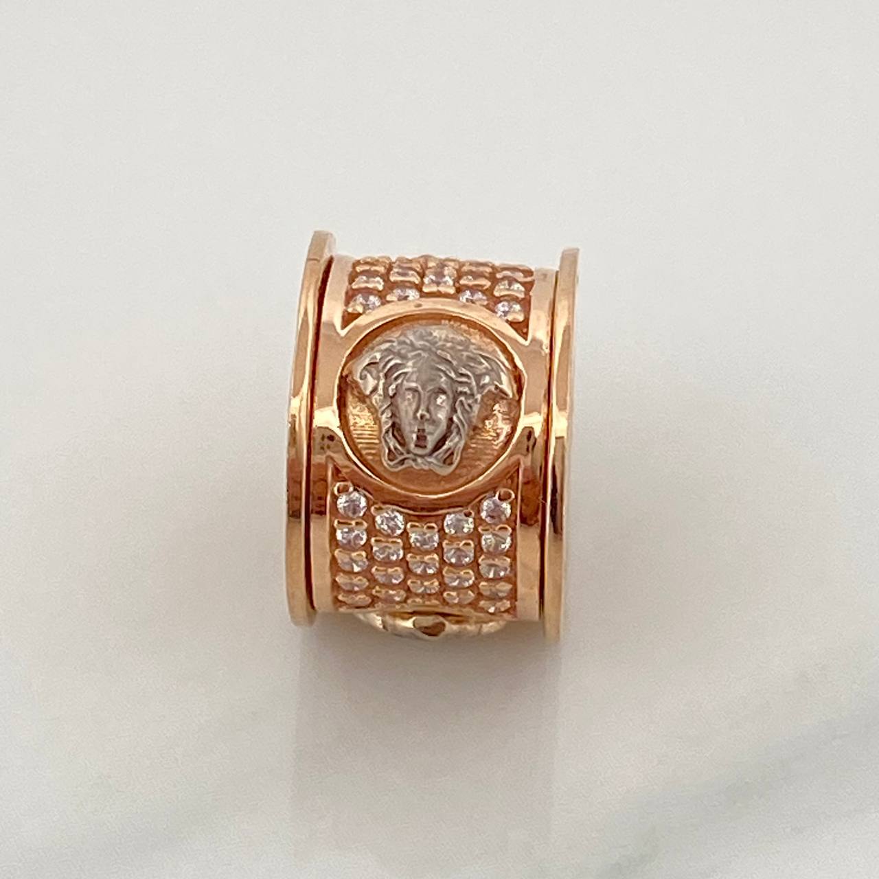 Herraje Cilindro Medusa 5.15gr / 1cm / Dos Oros Blanco Rosa 18K %