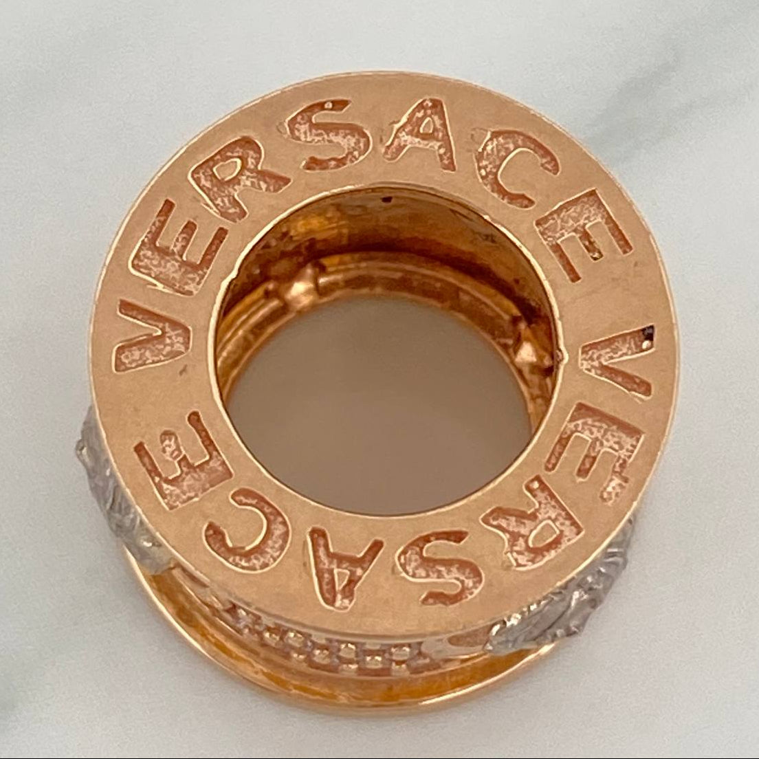 Herraje Cilindro Medusa 5.15gr / 1cm / Dos Oros Blanco Rosa 18K %