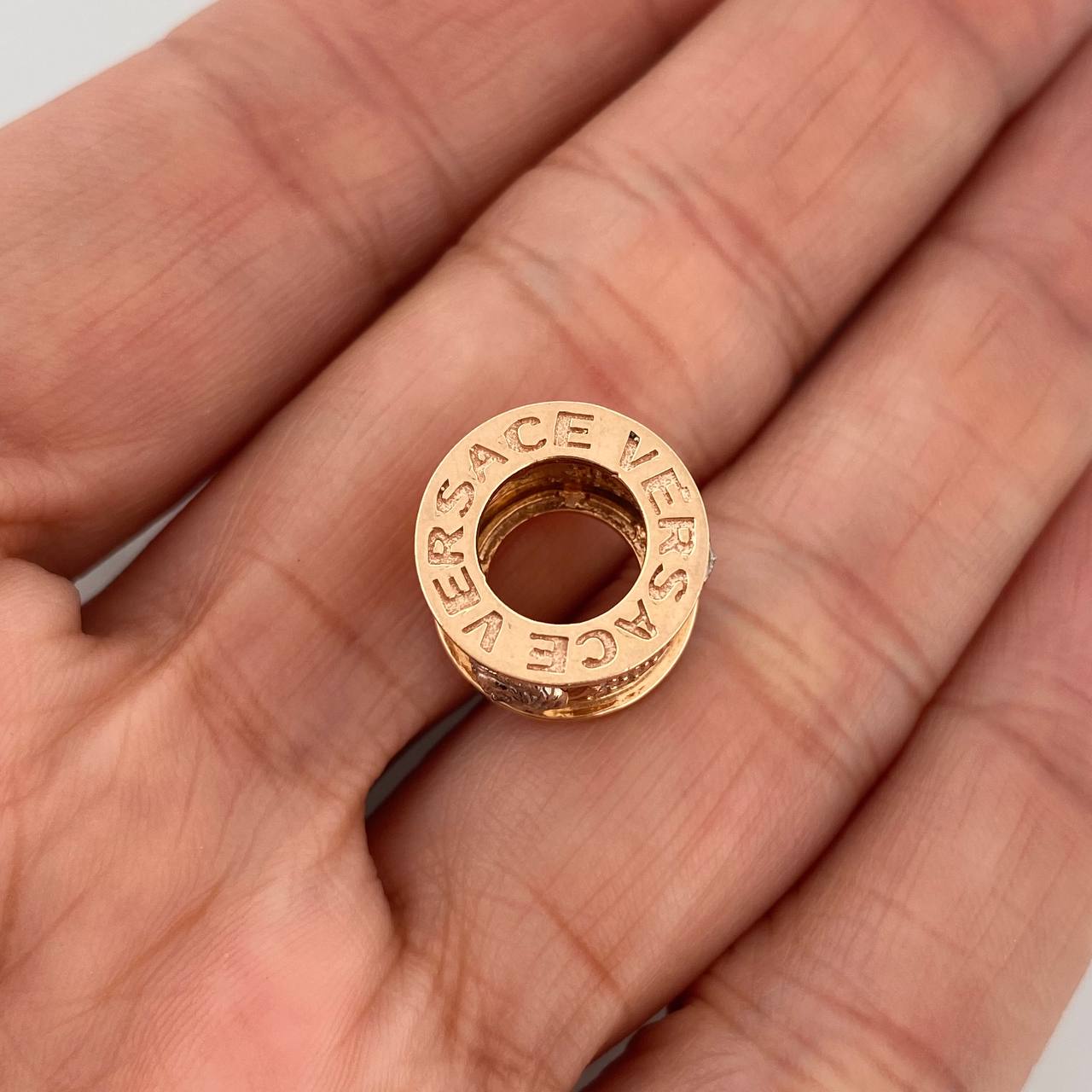 Herraje Cilindro Medusa 5.15gr / 1cm / Dos Oros Blanco Rosa 18K %