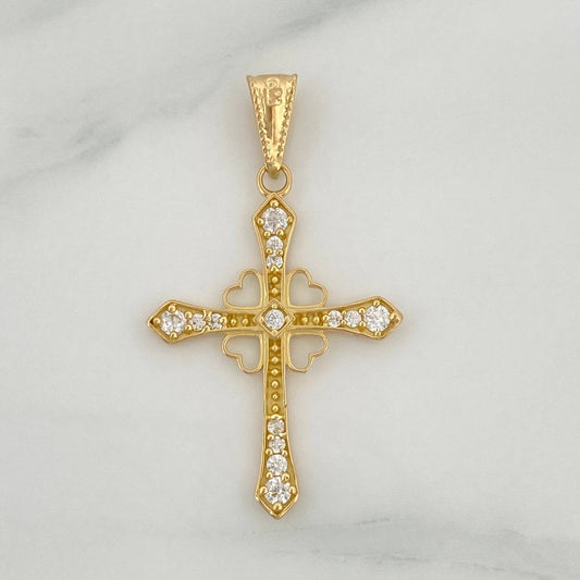 Dije Cruz Corazones 1.3gr / 3.3cm / Oro Amarillo 18K %
