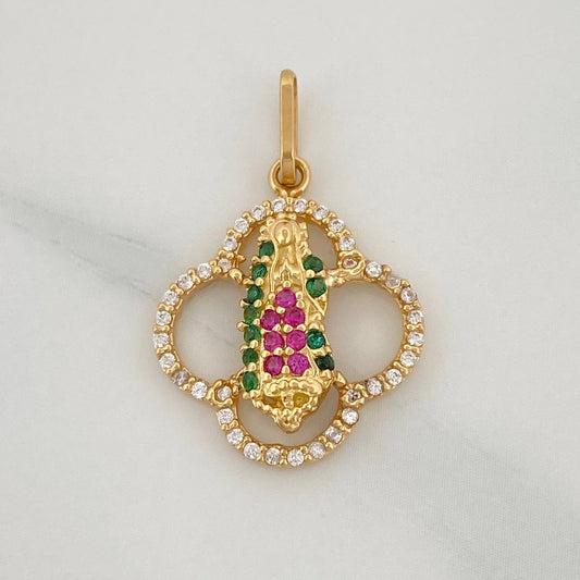 Dije Trebol Virgen Guadalupe 2.15gr / 2.5cm / Oro Amarillo 18K %
