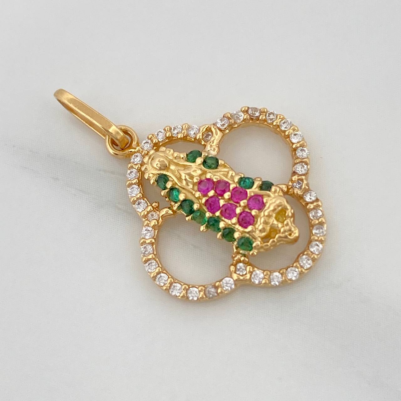 Dije Trebol Virgen Guadalupe 2.15gr / 2.5cm / Oro Amarillo 18K %