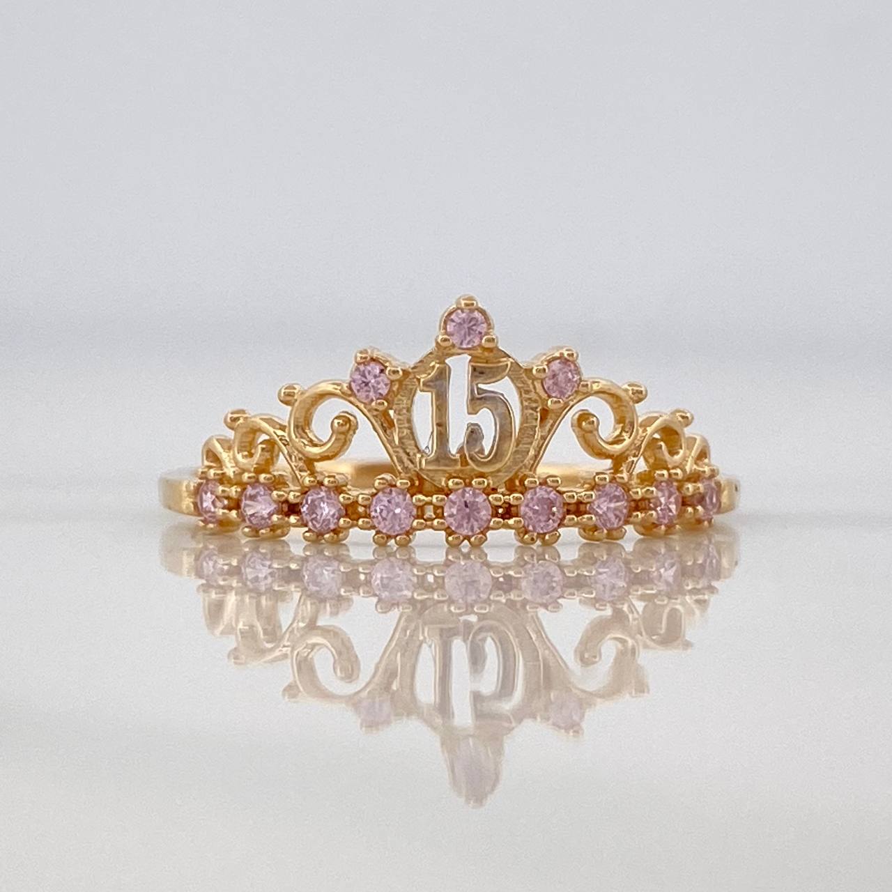 Anillo Corona 15s 1.5gr / T7 / Dos Oros Amarillo Blanco 18K %