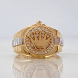 Anillo Sello Corona 8gr / T8 3/4 / Dos Oros Amarillo Blanco 18K