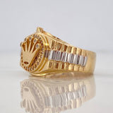 Anillo Sello Corona 8gr / T8 3/4 / Dos Oros Amarillo Blanco 18K