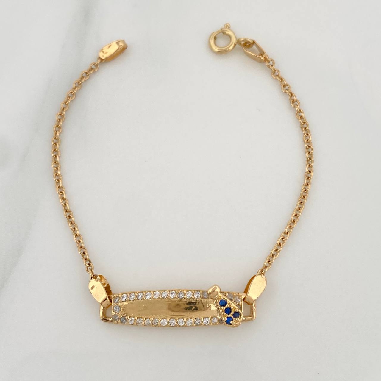 Pulso Placa Bebe Aro Seguido 2.95gr / 13.5cm / 0.7mm Oro Amarillo 18K %
