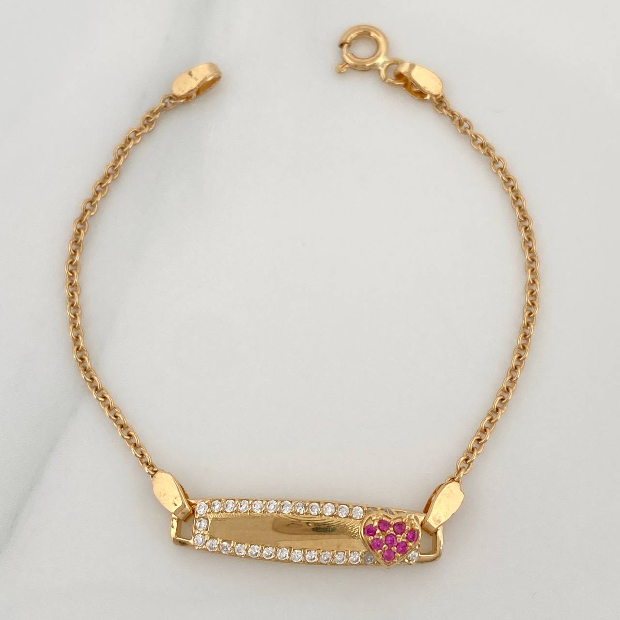 Pulso Bebé Placa Bebe Aro Seguido Corazón 3 g / 13.7 cm / 0.75 mm Oro Amarillo 18K